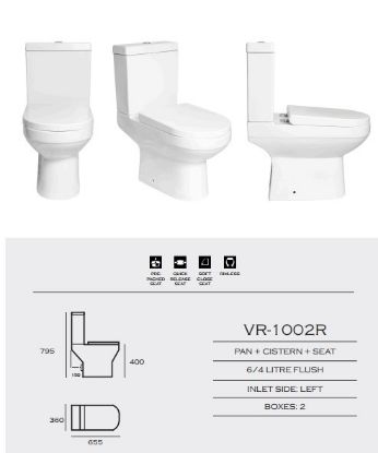 Picture of VR Rimless Fusion Close Coupled Toilet with Heavy Duty Seat