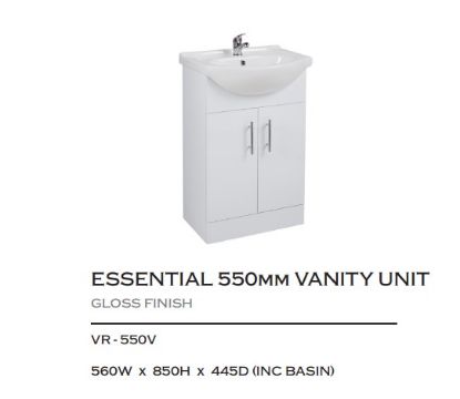Picture of VR 550 Mm Cabinet  With 2 Doors And White Ceramic Basin