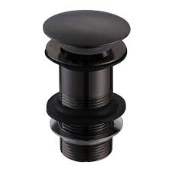Picture of Round Dome Unslotted Sprung Basin Waste Matt Black