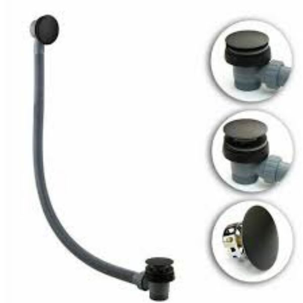 Picture of Round Easy Clean Bath Sprung Waste & OverFlow Matt Black
