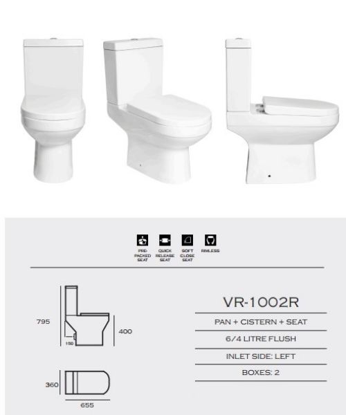 Picture of VR Rimless Fusion Close Coupled Toilet with Heavy Duty Seat