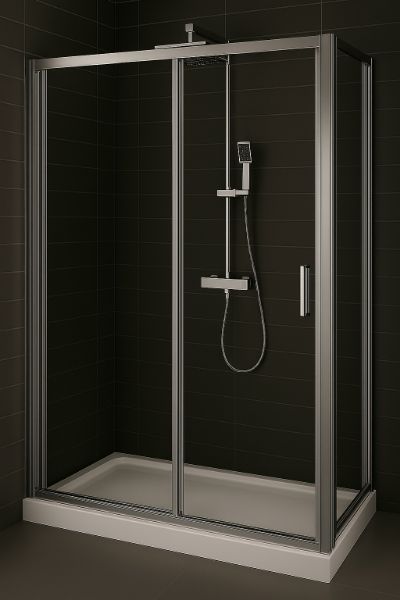 Picture of 1000 x 1850mm Slider Door 6mm Clear Glass Chrome